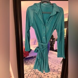 Turquoise Retro Style Wrap Dress - Never Worn, Size S